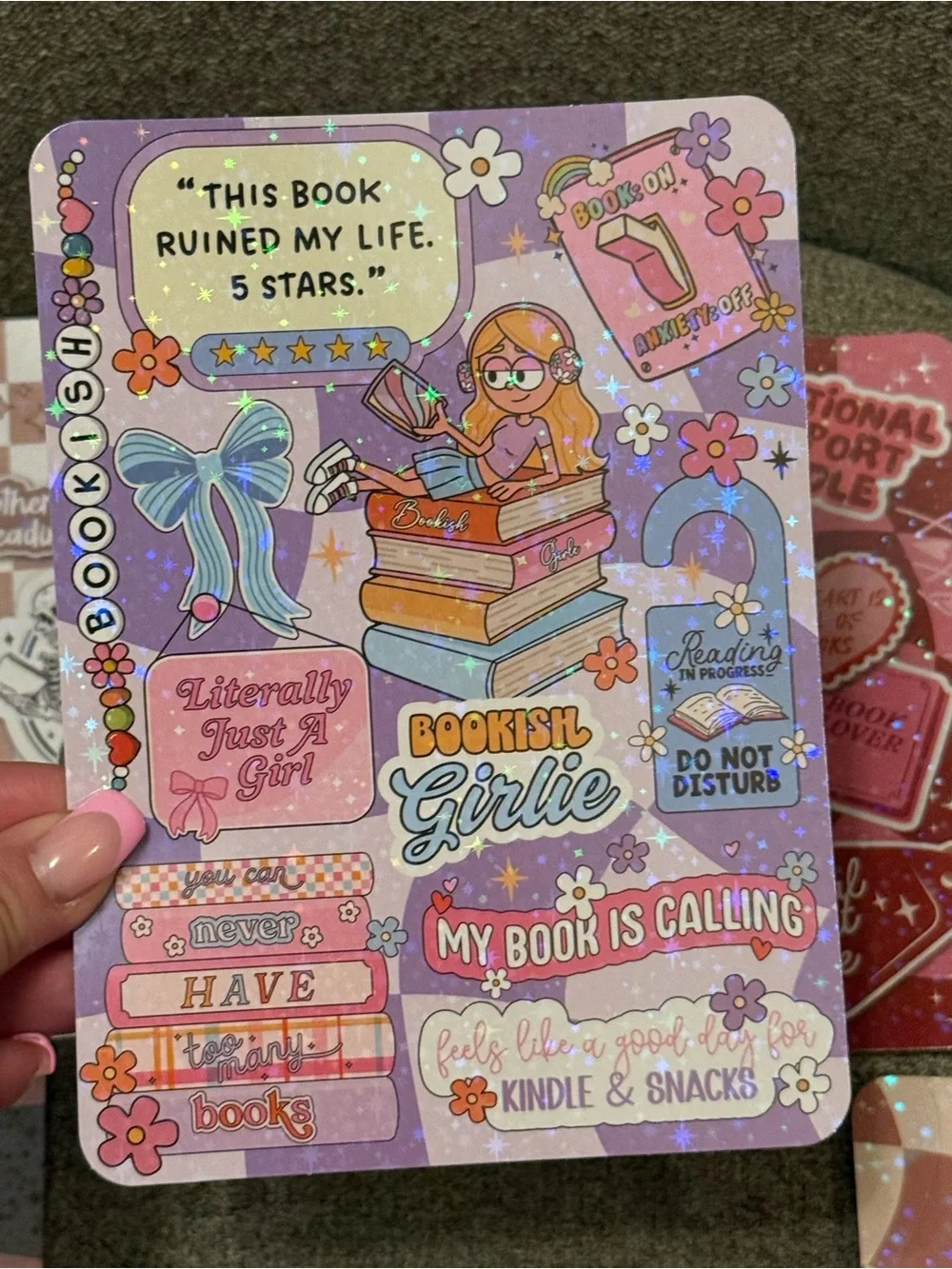 Cute Pink Bookish Girlie Cardstock Inserts for Kindle Paperwhite 11th-12th Gen